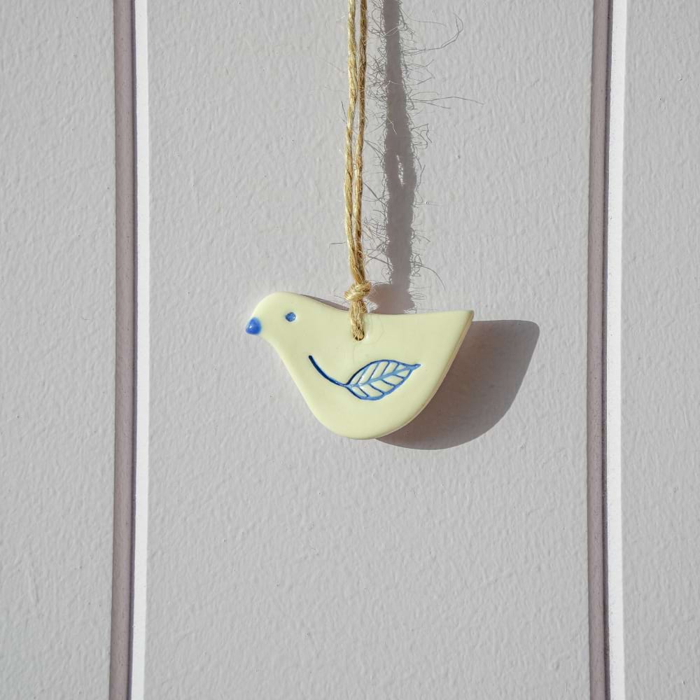 Ceramic Tag Blue Bird - Leaf