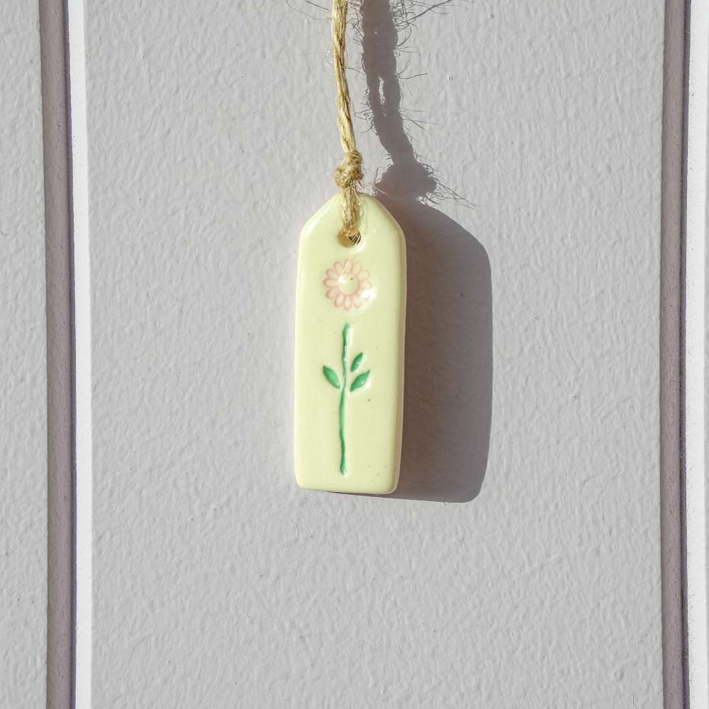 Ceramic Tag -Pink Flower