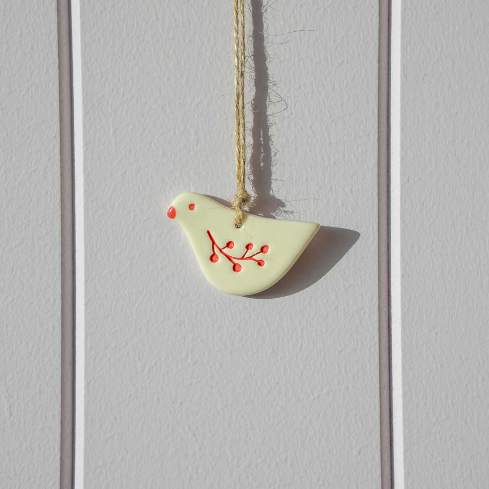 Ceramic Tag Red Bird - Leaf