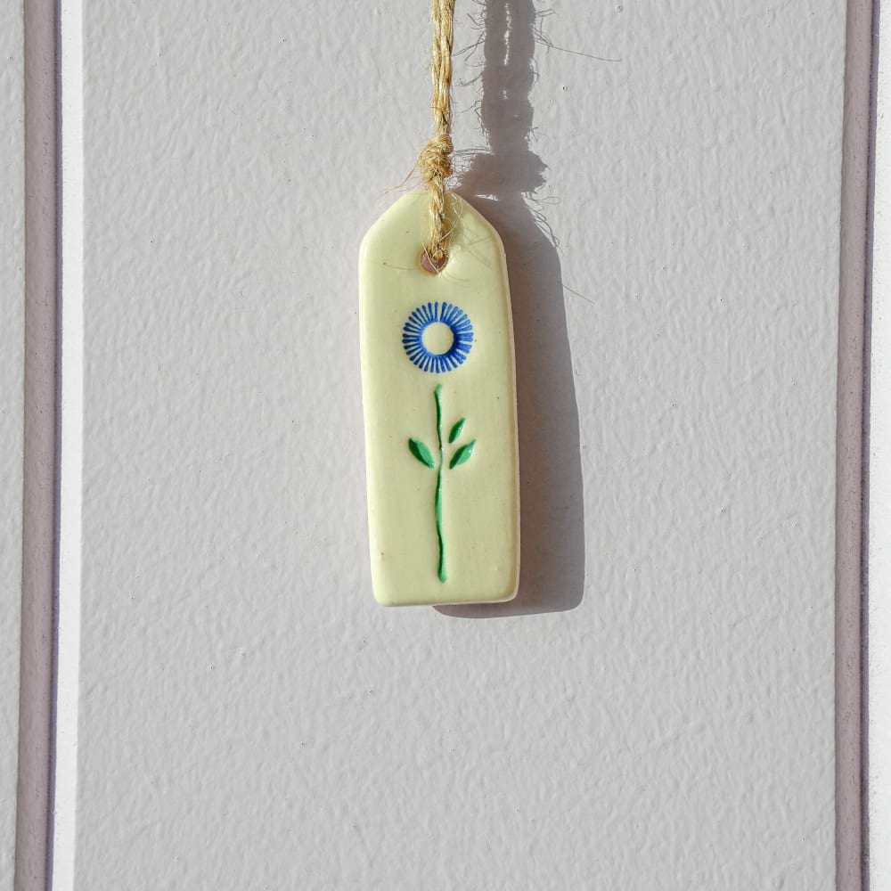 Ceramic Tag  -Blue Flower