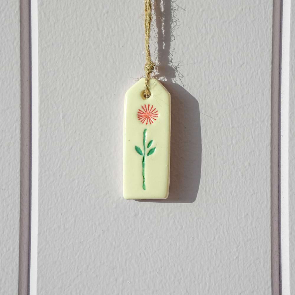 Ceramic Tag -Red Flower